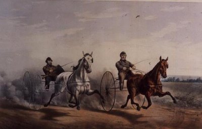 Hero and Flora Temple Swinging on the Home Stretch, in their great match for $2000 over the Centreville course, 1855 by N. and Ives, J.M. Currier